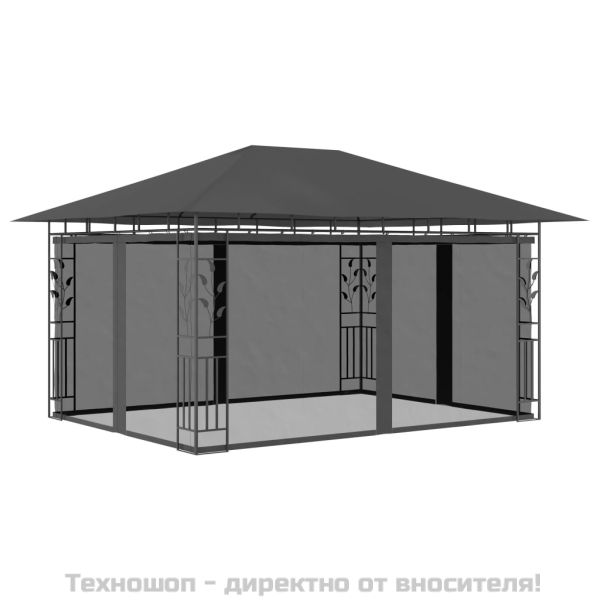 Шатра с мрежа против комари, 4x3x2,73 м, антрацит, 180 г/м²