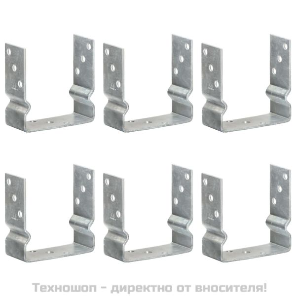 Оградни подпори 6 бр сребристи 14x6x15 см поцинкована стомана