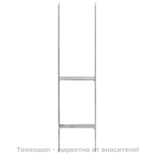 Оградни подпори 6 бр сребристи 14x6x60 см поцинкована стомана