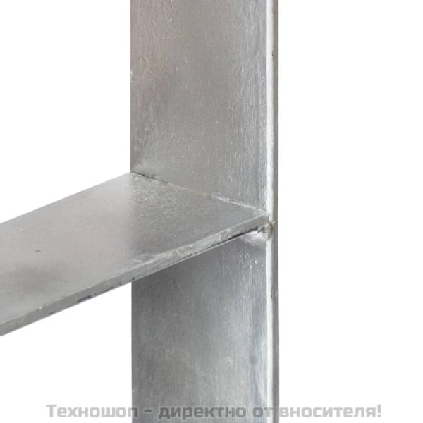 Оградни подпори 6 бр сребристи 14x6x60 см поцинкована стомана