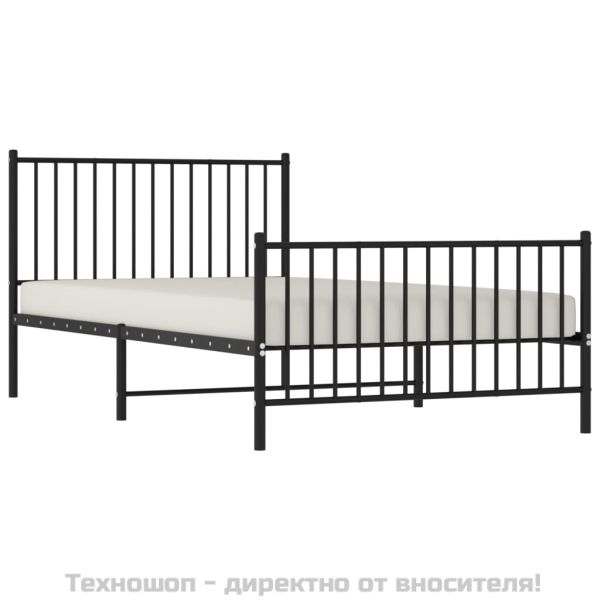 Метална рамка за легло с горна и долна табла, черна, 107x203 см