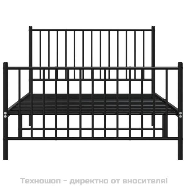 Метална рамка за легло с горна и долна табла, черна, 107x203 см