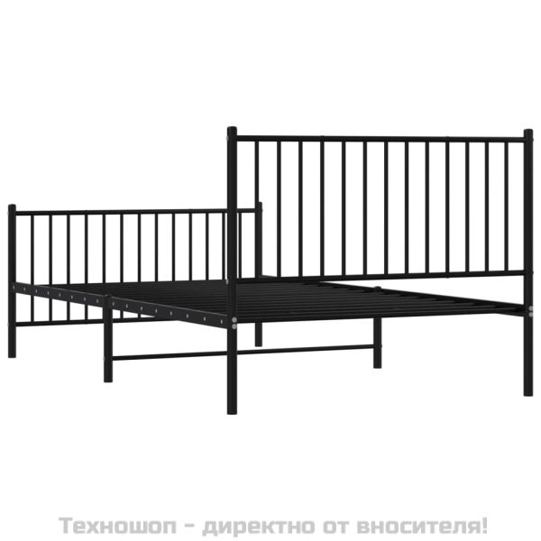 Метална рамка за легло с горна и долна табла, черна, 107x203 см