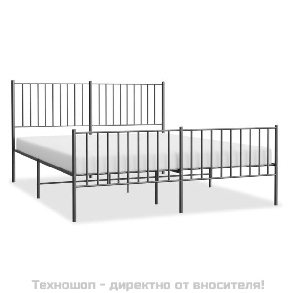 Метална рамка за легло с горна и долна табла, черна, 150x200 см
