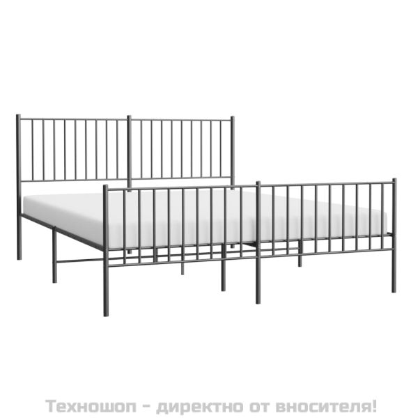 Метална рамка за легло с горна и долна табла, черна, 150x200 см