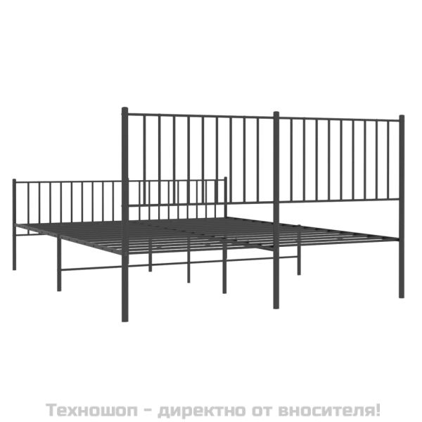 Метална рамка за легло с горна и долна табла, черна, 150x200 см