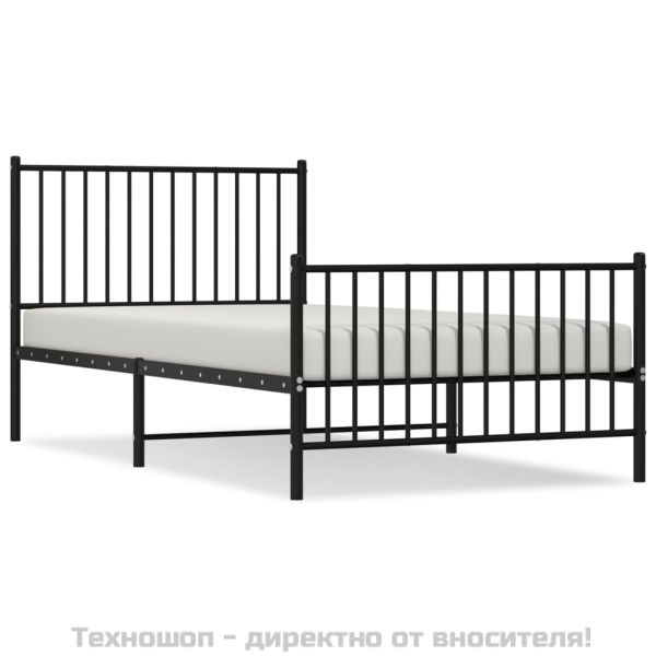 Метална рамка за легло с горна и долна табла, черна, 100x200 см