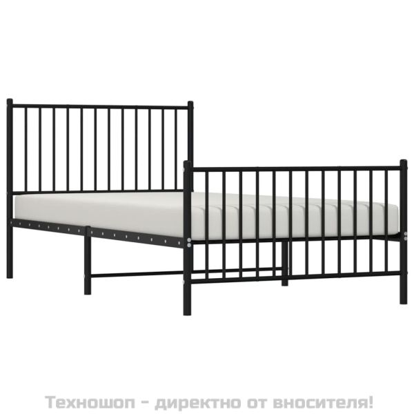 Метална рамка за легло с горна и долна табла, черна, 100x200 см