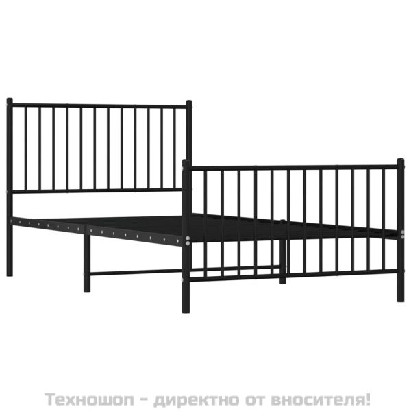 Метална рамка за легло с горна и долна табла, черна, 100x200 см