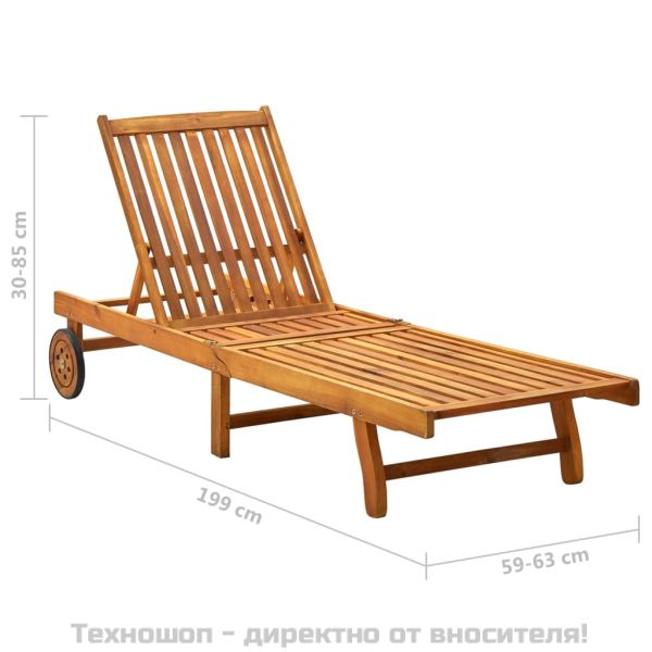 Градински шезлонг с шалте, акациево дърво масив