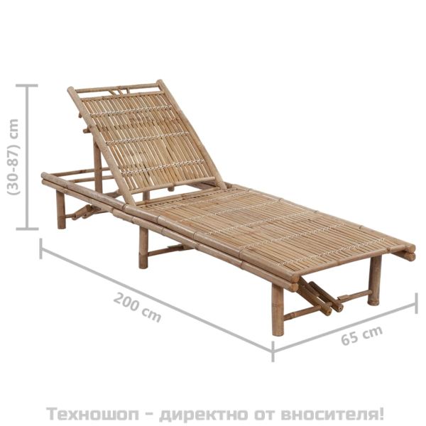 Градински шезлонг с шалте, бамбук
