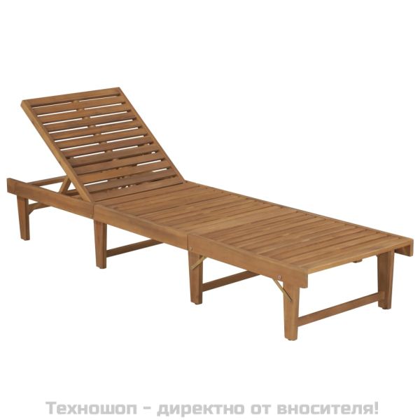 Сгъваем шезлонг с шалте, акациево дърво масив