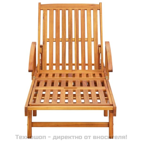 Шезлонги, 2 бр, с възглавници, акациево дърво масив