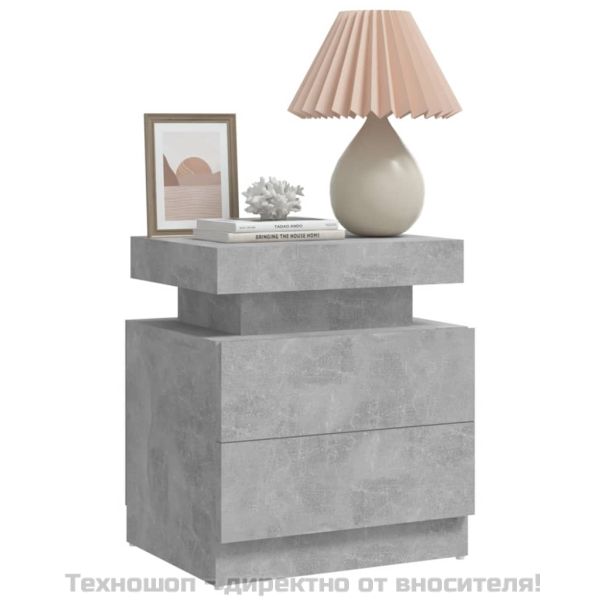 Нощно шкафче, бетонно сиво, 45x35x52 см, инженерно дърво