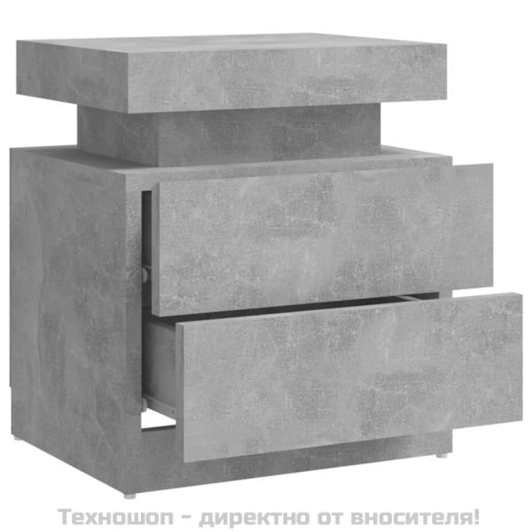 Нощно шкафче, бетонно сиво, 45x35x52 см, инженерно дърво