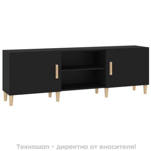 ТВ шкаф, черен, 150x30x50 см, инженерно дърво
