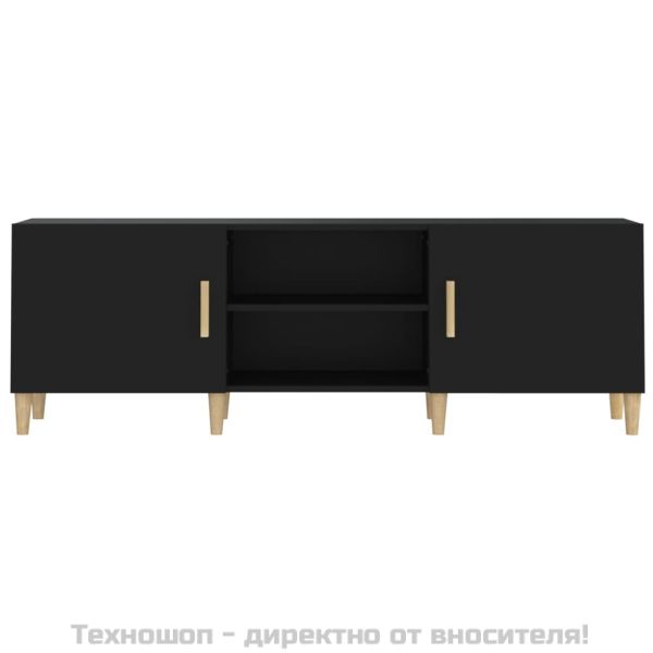 ТВ шкаф, черен, 150x30x50 см, инженерно дърво
