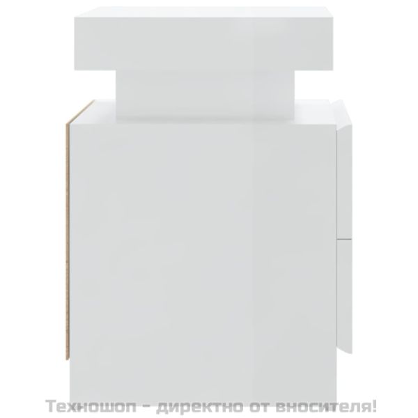 Нощно шкафче, бял гланц, 45x35x52 см, инженерно дърво