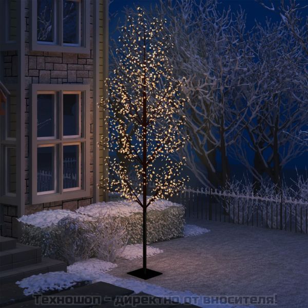 Коледно дърво, 1200 LED топло бeли, разцъфнала череша, 400 см