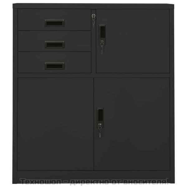 Офис шкаф, антрацит, 90x40x102 см, стомана