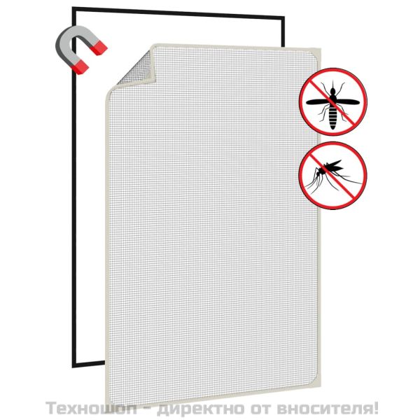 Магнитна мрежа против насекоми за прозорци, бяла, 80x120 см