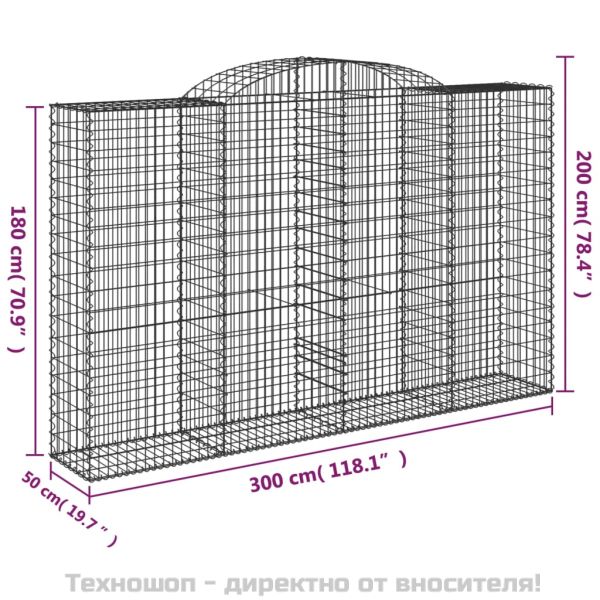 Габионни кошници арка 2 бр 300x50x180/200 см поцинковано желязо