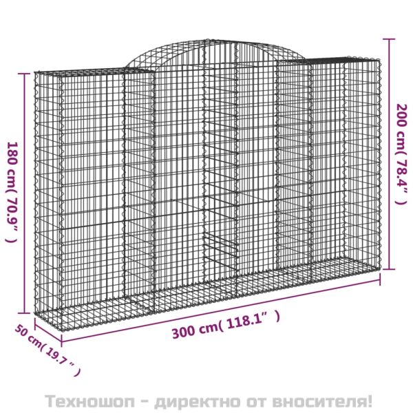 Габионни кошници арка 3 бр 300x50x180/200 см поцинковано желязо