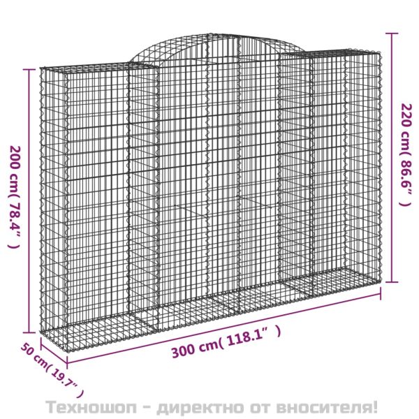 Габионни кошници арка 2 бр 300x50x200/220 см поцинковано желязо