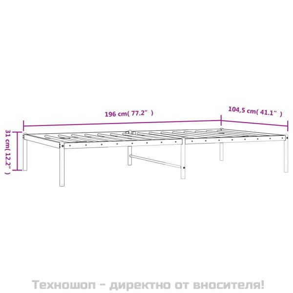 Метална рамка за легло, черна, 100x190 см