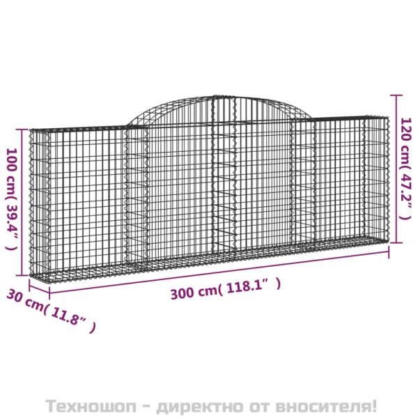 Габионни кошници арка 9 бр 300x30x100/120 см поцинковано желязо