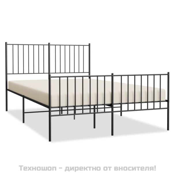Метална рамка за легло с горна и долна табла, черна, 120x200 см