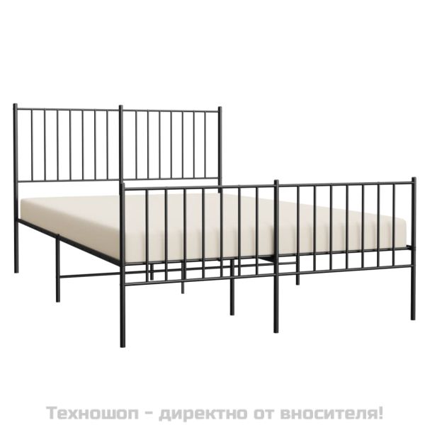 Метална рамка за легло с горна и долна табла, черна, 120x200 см