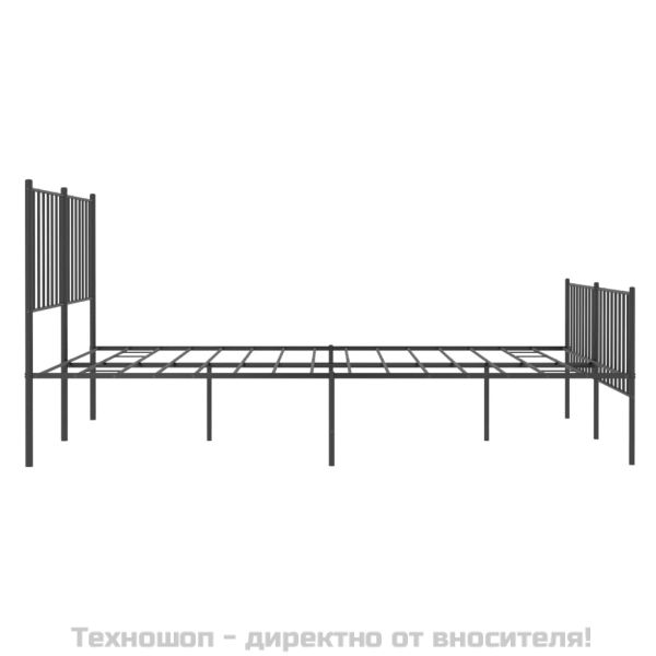 Метална рамка за легло с горна и долна табла, черна, 120x200 см