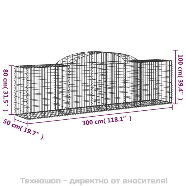 Габионни кошници арка 5 бр 300x50x80/100 см поцинковано желязо