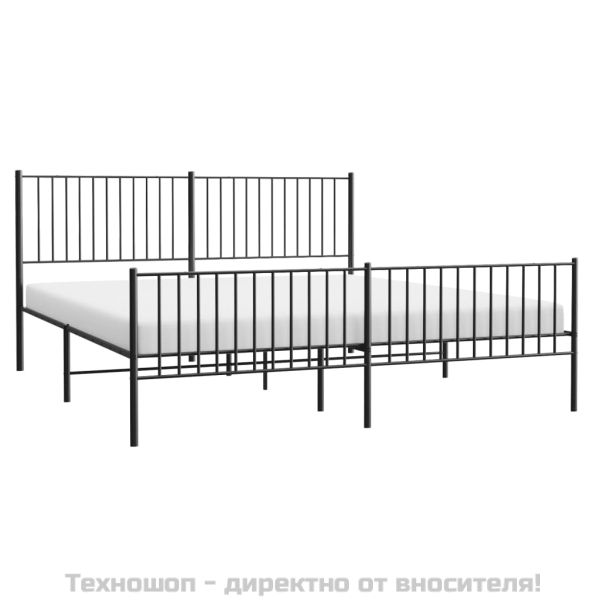Метална рамка за легло, без матрак, с табли, черна, 180x200 см