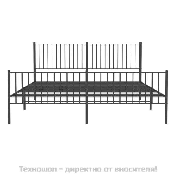 Метална рамка за легло, без матрак, с табли, черна, 180x200 см