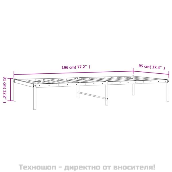 Метална рамка за легло, черна, 90x190 см