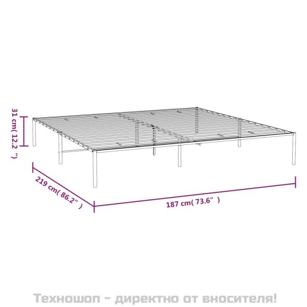 Метална рамка за легло, черна, 183x213 см