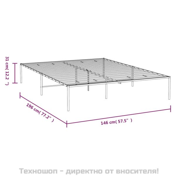 Метална рамка за легло, черна, 140x190 см