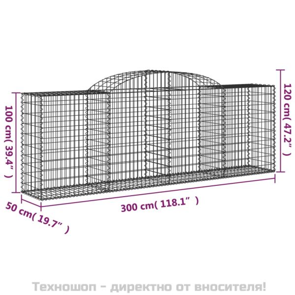 Габионни кошници арка 7 бр 300x50x100/120 см поцинковано желязо