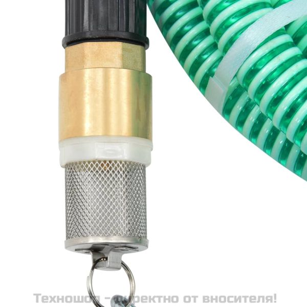 Смукателен маркуч с месингови съединители зелен 1,1" 25 м PVC