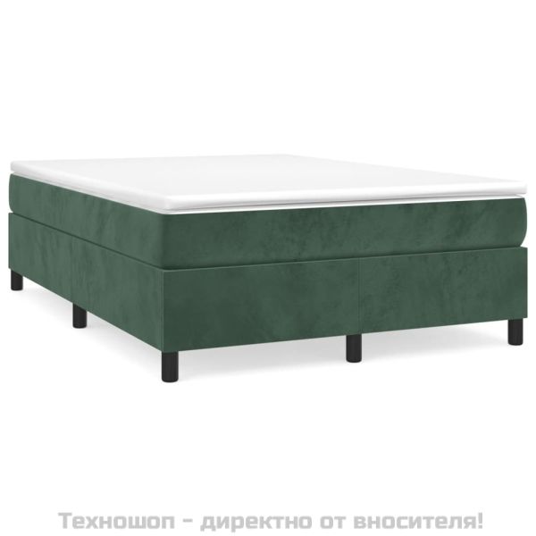 Рамка за легло с пружини, тъмнозелена, 140x190 см, кадифе
