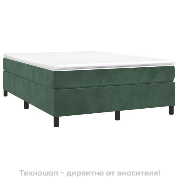 Рамка за легло с пружини, тъмнозелена, 140x190 см, кадифе