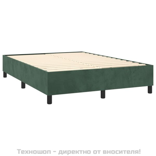Рамка за легло с пружини, тъмнозелена, 140x190 см, кадифе
