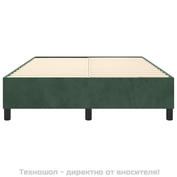Рамка за легло с пружини, тъмнозелена, 140x190 см, кадифе