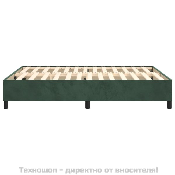 Рамка за легло с пружини, тъмнозелена, 140x190 см, кадифе