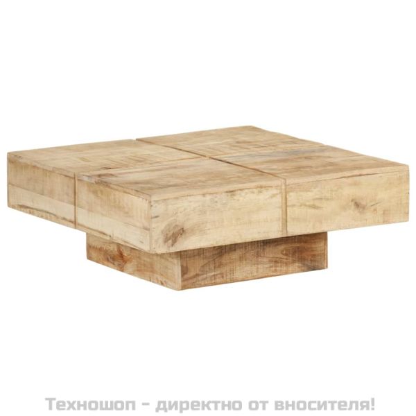 Маса за кафе, 80x80x28 cм, мангово дърво масив