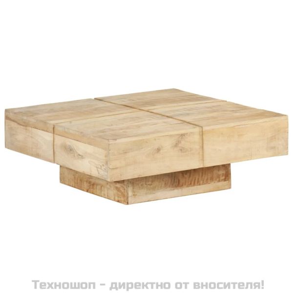 Маса за кафе, 80x80x28 cм, мангово дърво масив