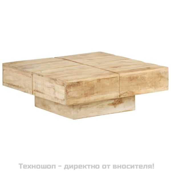 Маса за кафе, 80x80x28 cм, мангово дърво масив