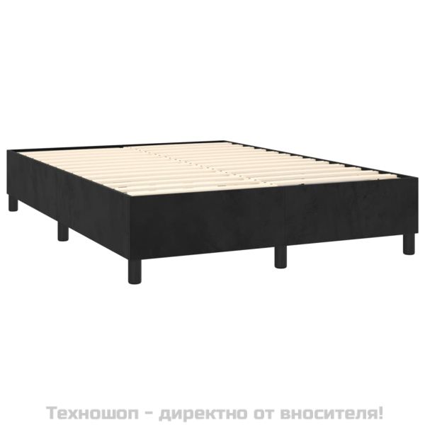 Рамка за легло с пружини, черна, 140x200 см кадифе